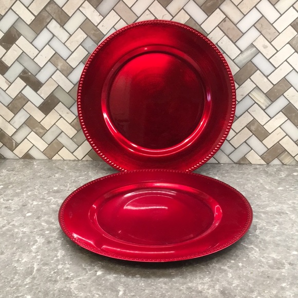 Set of 2 red chargers - Picture 7 of 8